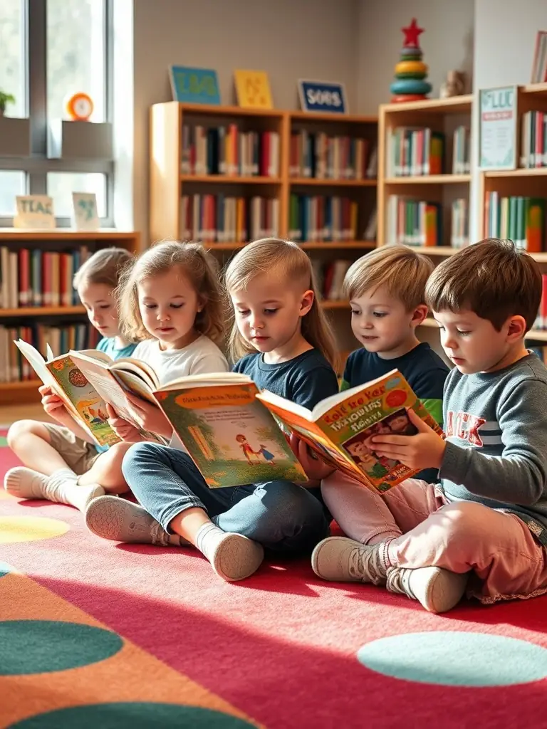Image of children participating in a library reading program, highlighting the library's commitment to early literacy.